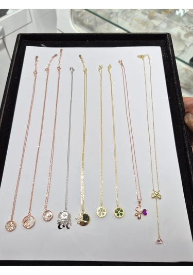 925 Ayar Papatya Silver Yaz Çoklu Kombin İtal 9 Lu Kolye Çeşit Kolye Gümüş