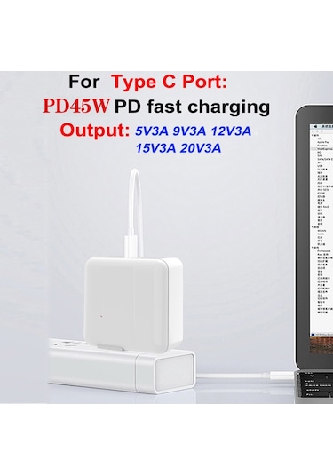 Gan 65w Pd45w Çift Type-c䀭 .0 Usb Çoklu Uyumlu Dizüstü Bilgisayar Adaptörü İngiltere Abd Tak Siyah
