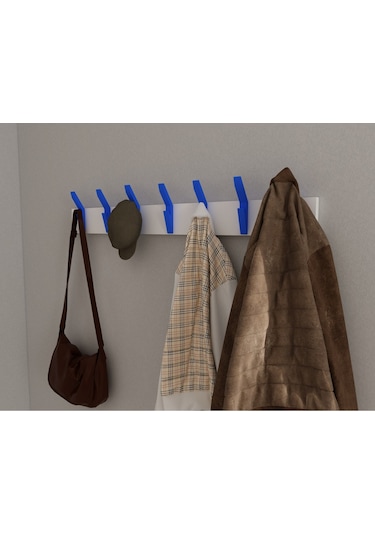 Hepsi3boyutlu Modern Duvar & Kapı Kanca Askılık - 7 Adet Mavi Kanca Askılık - Model No : 3 Mavi