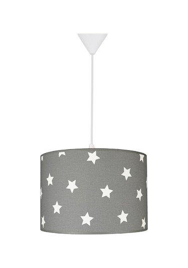 Şenay Aydınlatma Çocuk Odası Silindir Kumaş Sarkıt Avize-Gri Beya