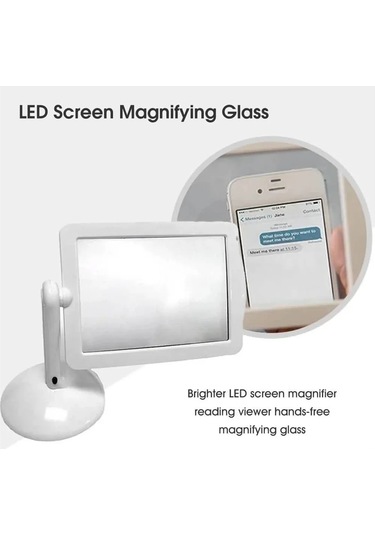 Suofeng Büyük Led Aydınlatmalı Okuma Büyüteci - 360 Derece Dönebilir 3x Büyütme Beyaz