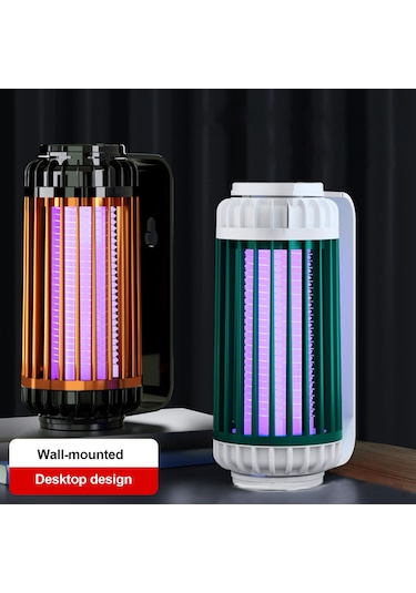 Reedark Pil Li Klı Evsel Sinirci Öldürücü Lambası - 365nm Mor Işık + Nefes Simülasyonu, 360 Tutma, Elektrik Şoku, Masaüstü/duvar Montajlı, Gri Renk