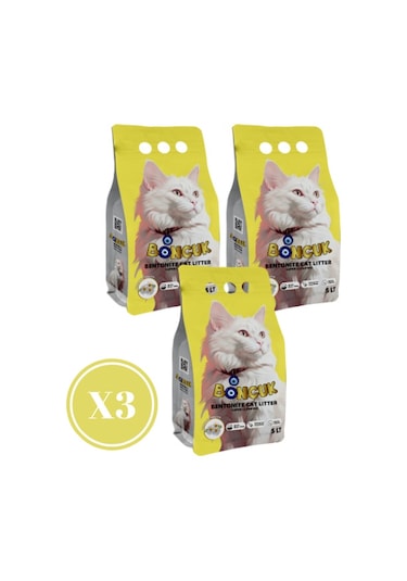 Boncuk Papatya Kokulu Topaklaşan Bentonit Kedi Kumu 3 x 5 L