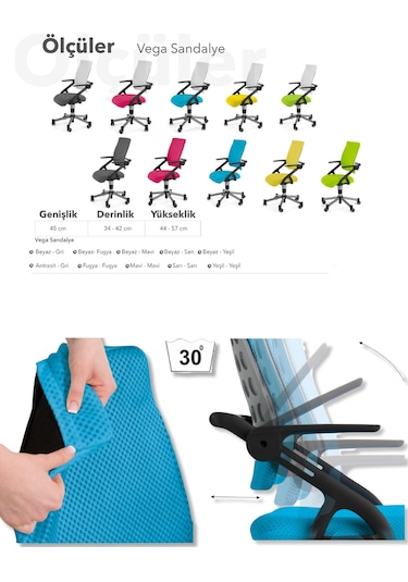 Creo Mobili Yükseklik Ayarlı Vega Plus Çalışma Sandalyesi, Ofis Ve Bilgisayar Koltuğu Sarı/sarı Gri