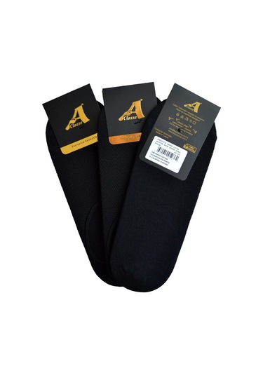 A Classe 3'Lü Paket Siyah Suba - Babet - Taban Erkek Çorap Siyah