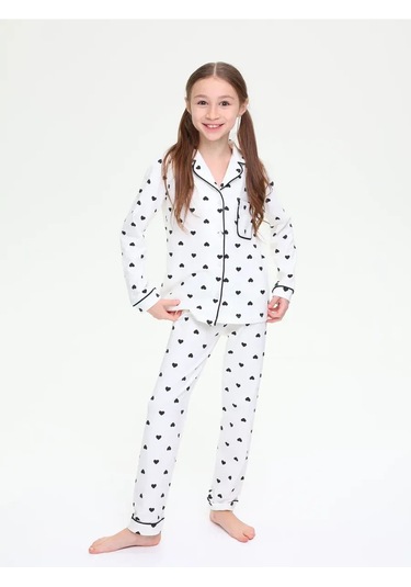 Milpat Kids Pantolonlu Ve Gömlekli Pamuklu Triko Pijama 333951609 Beyaz