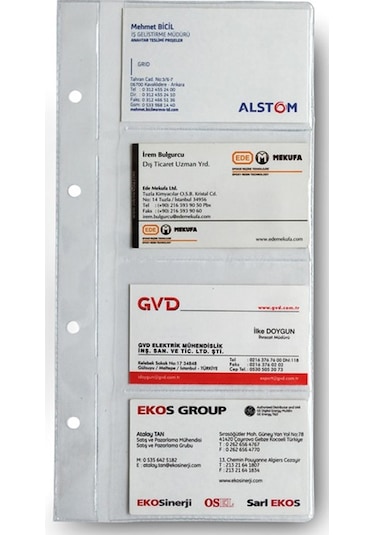 Mekanizmalı Kartvizit Albümü Yedeği Şeffaf Dar 4 Gözlü 12x25.5 Cm Şeffaf