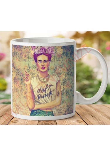 Frida Kahlo Baskılı Seramik Kupa Bardak Aynı Gün Ücretsiz Kargo Çok Renkli