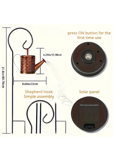 Honeybeeshop 2 Adet Lihangstar Güneş Enerjili Sulama Işıkları Otomatik Açma Kapama Ayarlanabilir Led Bahçe Aydınlatması Vintage Asılı Fenerler Çim Yol Patio Bahçe İçin
