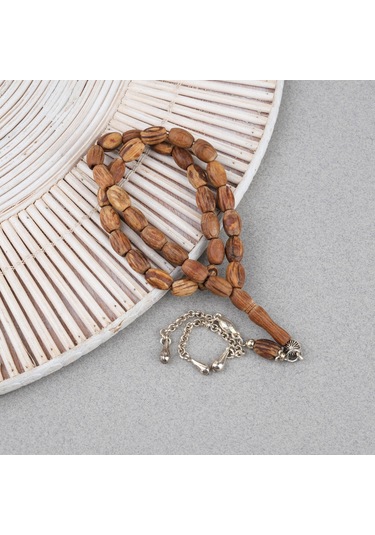 Kör Diken Ağacı Alpaka Püsküllü Fıçı Kesim 7.5x10mm Tesbih Kahverengi