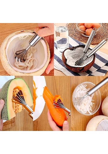 Chuangyinshop 1 Adet Çok Amaçlı Paslanmaz Çelik Mutfak Gereci 10lu Dilimli Hindistan Cevizi Rendesi Balık Pulları Temizleyici Gümüş Gümüşi