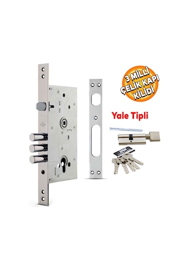 Hok Silindirli Cc 9001 Gömme Çelik Kapı Kilidi 3 Milli