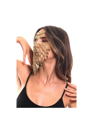 Kadın Altın Renk Kaplama Ayarlanabilir El Yapımı Peçe Altın