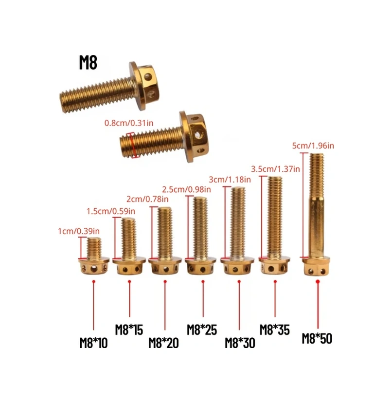 Hightower 3pcs Mavi M8x10 Altın Altıgen Cıvata Motor Tamir Dayanıklı Vida