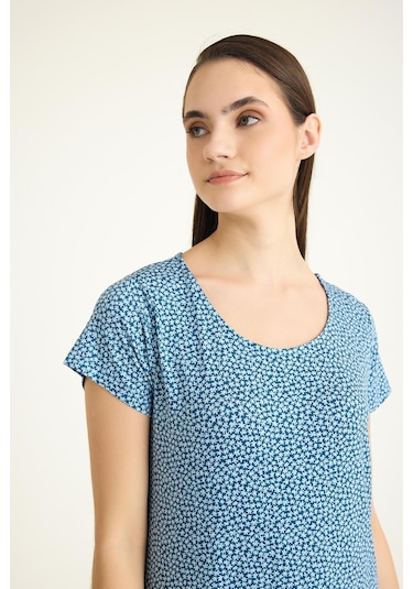 2 Adet Dökümlü Rahat Kalıp Günlük Penye Kumaş Elbise-mavi