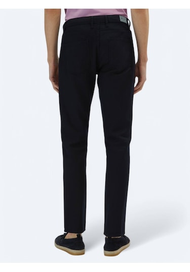 Lacivert Düz Dokuma Regular Fit Casual Pamuk Karışımlı Pantolon Lacivert