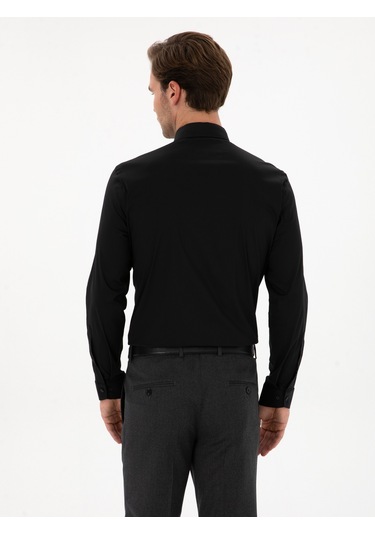 Cacharel Siyah Slim Fit Pamuk Karışımlı Gömlek