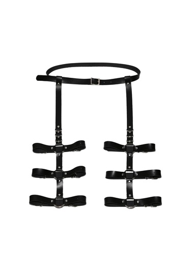 Suntek Kadın Pu Deri Koşum Jartiyer Kemer Ayarlanabilir Bel Siyah