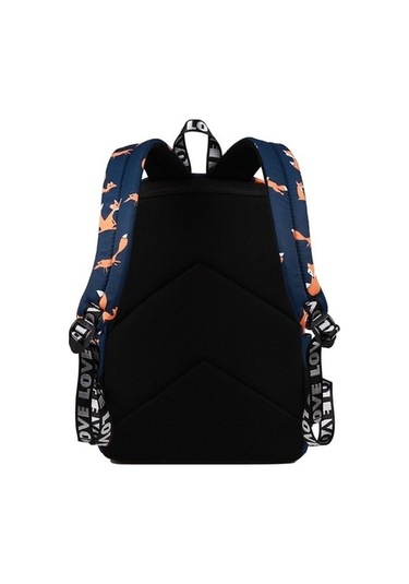 Dancemonkey Sevimli Tilki Baskı Kadın Okul Sırt Çantası Mavi, Su Dayanıklı, 20-35 L, Polyester, Kısa Kollu Mavi Mavi