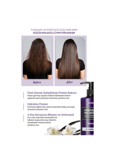 Yoğun Nemlendirici Ve Besleyici Saç Kremi Kundal Honey & Macadamia Protein Treatment Amber Vanilla