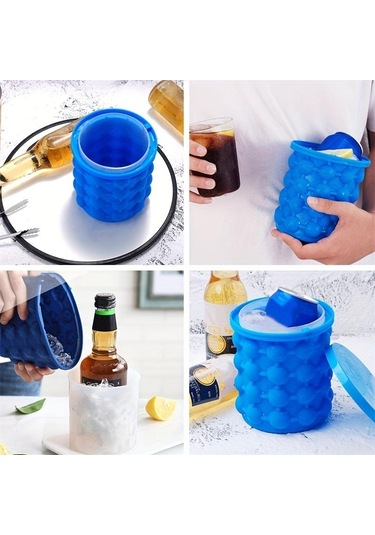 1 Adet, Plastik Buz Kovası, Hızlı Soğuk Koruma Buz Makinesi, Buz Yapma Şarap Kapları, Boyu Kovası Dairesel Buz Buz Kovası 57007246 Mavi
