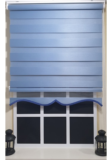 Zebra Stor Perde Mavi Etek Dilimli St 006