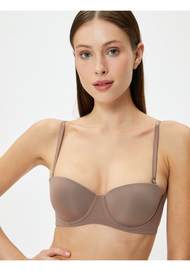 Koton Balenli Askısız Sütyen Dolgusuz Kaplı Basic Vizon 4wlk10014mk 4WLK10014MK565 Vizon