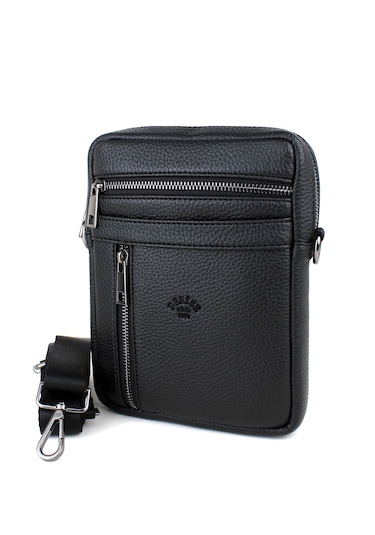 Erkek Siyah Askılı Postacı Çanta Omuz Çantası Siyah