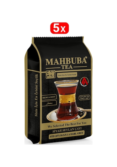 Mahbuba STD 2571 Earl Grey Bergamot Aromalı Ceylon Seylan Siyah Çay 5 x 200 G