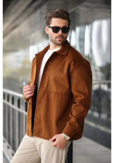 Kahverengi Kaşe Gömlek Ceket E6765 Kahverengi