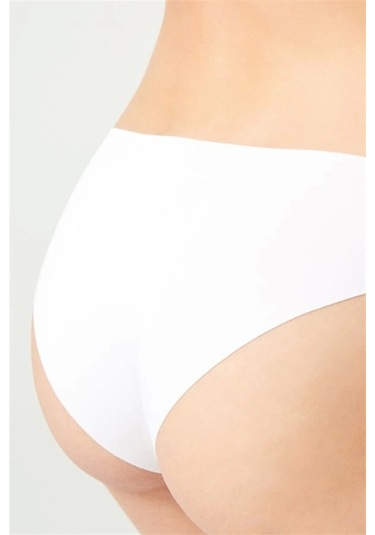 Cottonhill Siyah Klasik Basic Lazer Kesim Kadın Bikini Külot-0462 Beyaz Beyaz