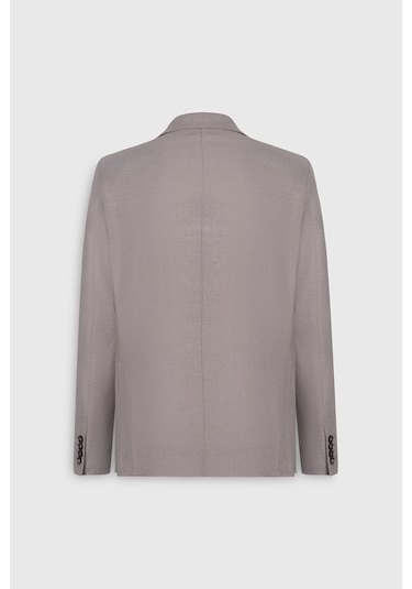 Ac&Co / Altınyıldız Classics Erkek Vızon Yünlü Slim Fit Dar Kesim Kırlangıç Yaka Kapak Cepli Blazer Ceket Vızon Vizon