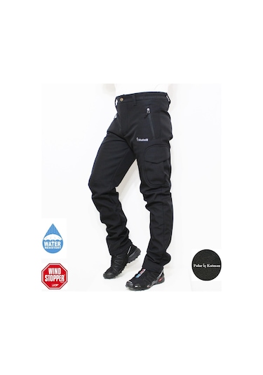 Mudwill Softshell Kargo Cepli Kışlık Pantolon-Siyah