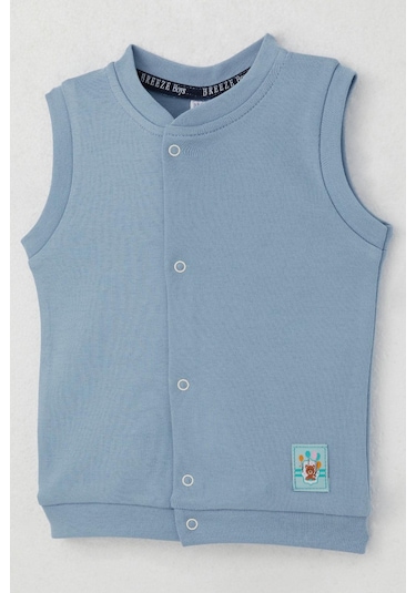 Breeze Erkek Bebek Yelek Çıtçıtlı Sevimli Balonlu Ayıcık Armalı 4 Ay-1 Yaş, Mavi Mavi