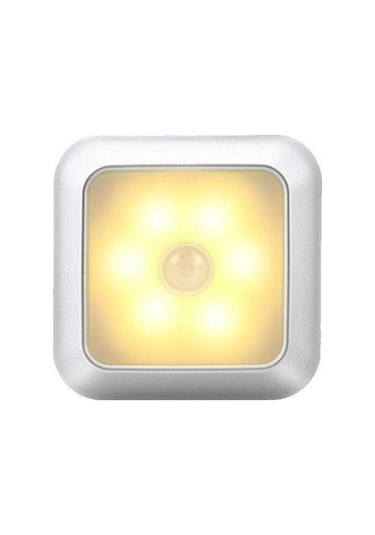 Cbtx Kare İnsan Kızılötesi Sensör Işığı Gece Lambası - Gümüş / Sıcak Işık Diğer