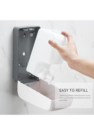 Leezsing 1000ml Manuel Köpüren Sabunluk Duvara Monte El Köpüren Sabunluk Banyo Duş Banyo Mutfak Lavabo Tuvalet Ofisler İçin Basmalı Pompalı Köpüren Sabunluk