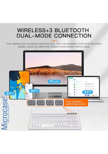 Microcase Samsung S10 Fe İle Uyumlu Tablet Çantası+bluetooth Klavye+bluetooth Mouse+tablet Standı Pembe Al5296 1