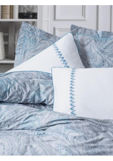 Çift Kişilik Elit Saten Nev Takımı Stilla Mavi - Blba-455961 Renkli