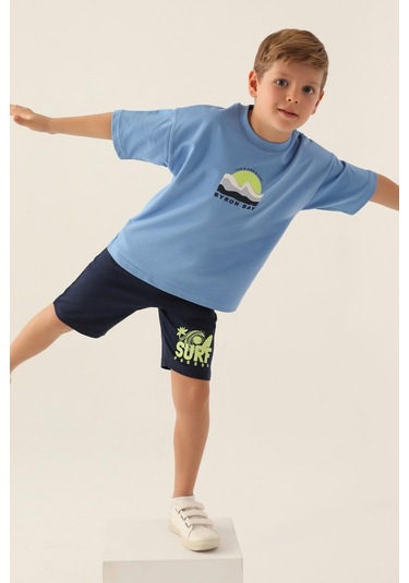 Roly Poly 3348 Wave Sensation İndigo Erkek Çocuk Bermuda Takım İndigo