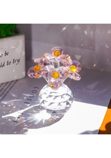 Şeffaf Taban Mini Cam Çiçek Heykeli Süsü Yapay Çiçek Figürin Yıl Dönümü Style 10