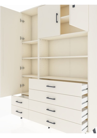 Arges Dolap 8 Raflı 6 Çekmeceli 3 Kapaklı 132x30x195 Aytaşı-a... Aytaşı