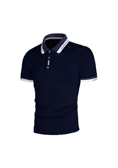 Koyu Gri Yaz Erkek Dikişli Kontrast Renkli Tişört Erkek Spor Moda Kısa Kollu Rahat Kırmızı Ve Siyah Polo Gömlek Koyu Gri