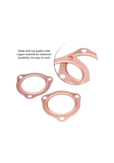 Kosona 2 Adet Bakır 2.5 İnç Üç Delikli Egzos Manifold Gasket - Dayanıklı, Yeniden Kullanılabilir, Direk Değişim
