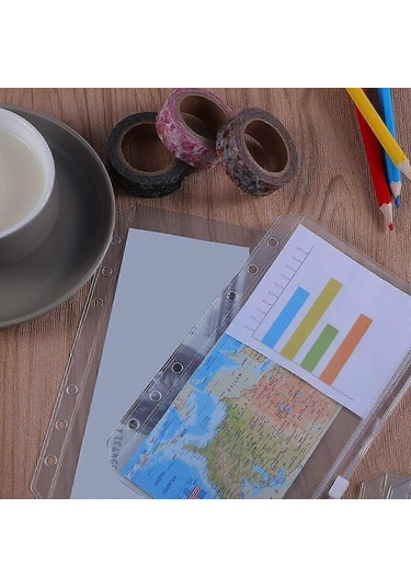 24 Paket A6 Boyutunda 6 Delikli Klasör Fermuarlı Gevşek Yapraklı Klasör 6 Halkalı Not Defteri Klasörü Gevşek Sayfa Saklama Çantası Diğer