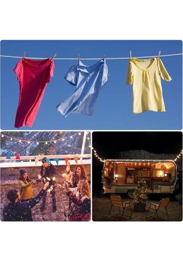 Adet Çamaşır İpi 10ft/3m Taşınabilir Rüzgar Geçirmez Çamaşır İpi Leke Tutmaz Diğer