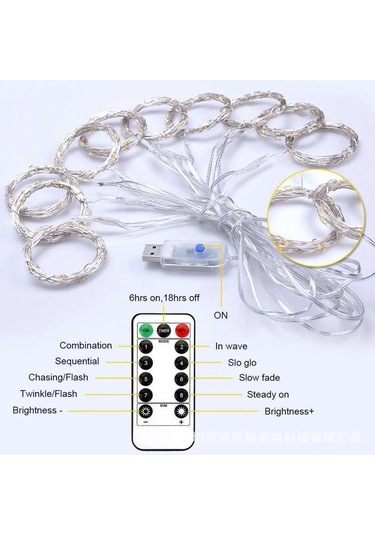 Vkemall Oda Dekorasyon Işığını: 3m 300 Led Mavi Perde Işık Zinciri, Uzaktan Kumanda Ve Pil Dahil Mavi