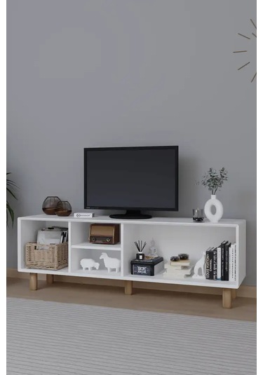 Bohem Serisi Natura Mat Beyaz Tv Ünitesi Beyaz