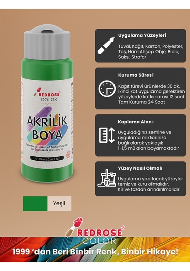Red Rose Yeşil Akrilik Boya 60 ML