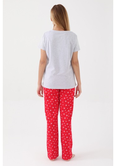 Kadın Kısa Kol Pijama Takım-gri Melanj Gri Melanj