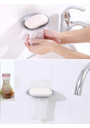 Sabun Tepsisi Güçlü Plaka Ev Boşaltma Duş Kutusu Lavabo Duvara Sabitlenmiş Vantuz Banyo Tutucu